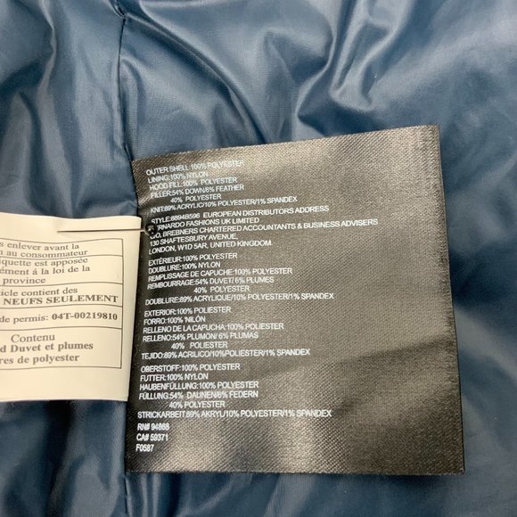 New Bernardo Long Puffer Coat Navy/Teal 60% Duck Down & Feather Fill Size Medium - Picture 13 of 16